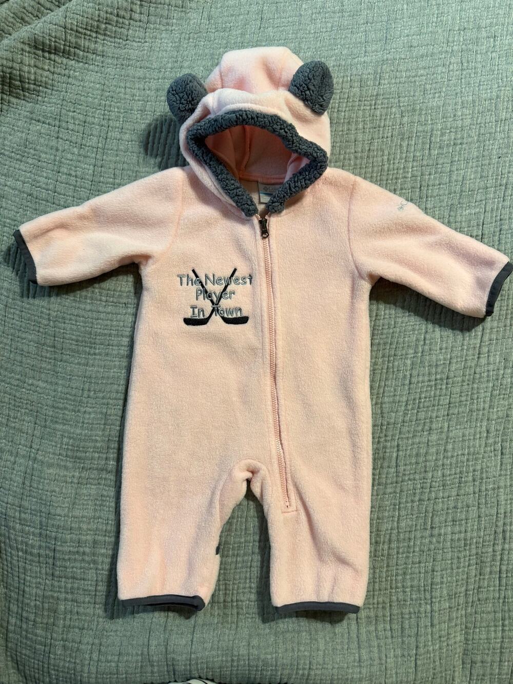 Columbia Baby One Piece Hockey Fan Pink Hooded Size 0-3 Month